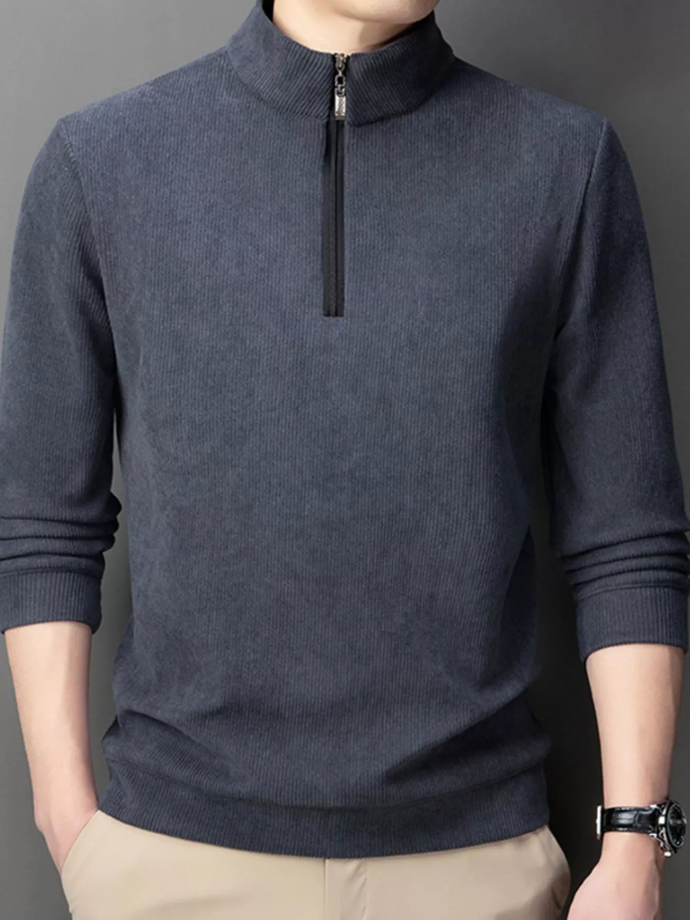 Big and Tall Corduroy Zipper Sweatshirt