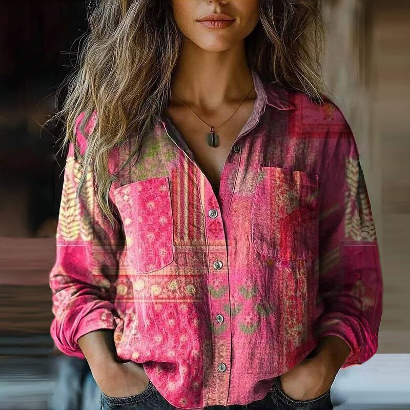Isla Linen-Blend Button-Down Shirt | Relaxed Fit Bandana Print Shirt