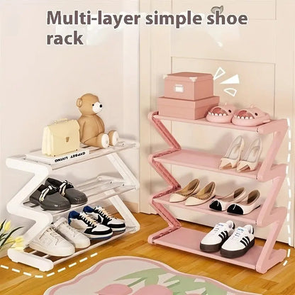 4-Tier Shoe Rack – Stackable Z-Shaped Storage for Bedroom, Entryway & Dorms