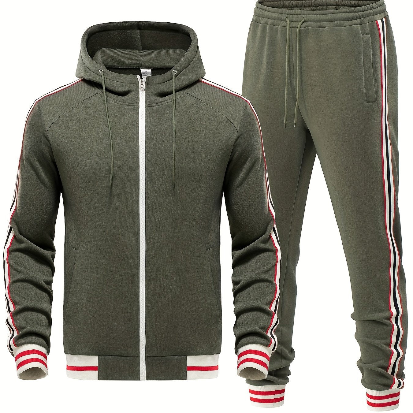 Men's Athletic 2-Piece Hooded Tracksuit Set