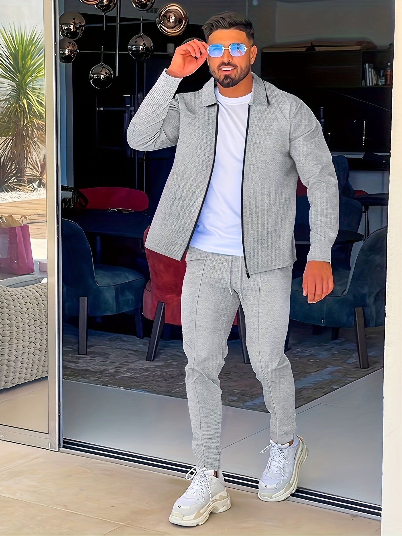 Classic Comfy Men's Tracksuit With Zip Up Jacket