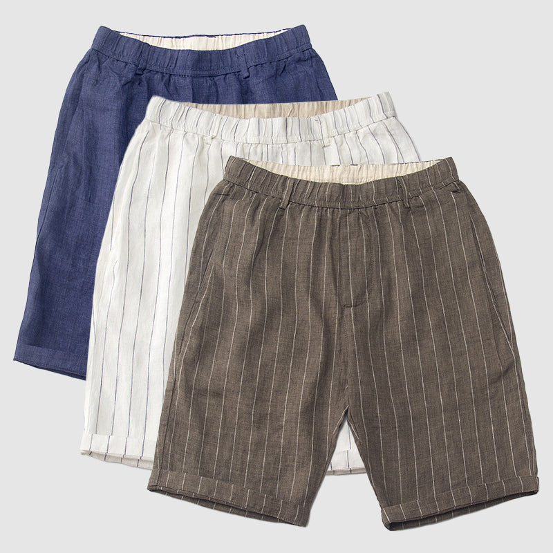 Classic Men's High Waist Linen Shorts - BritishElegance