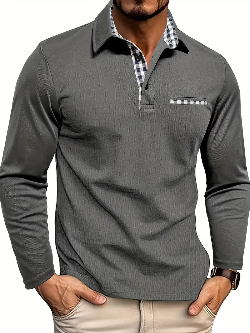 Comfortable Mens Long Sleeve Polo Shirt - BritishElegance