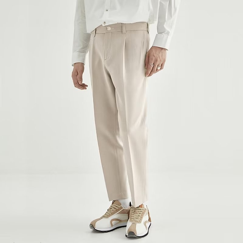 Stan | Men's Comfort Fit Pleated Crop Trousers