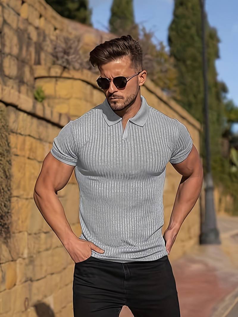 Men's Slim-Fit Ribbed Shirt: Oliver