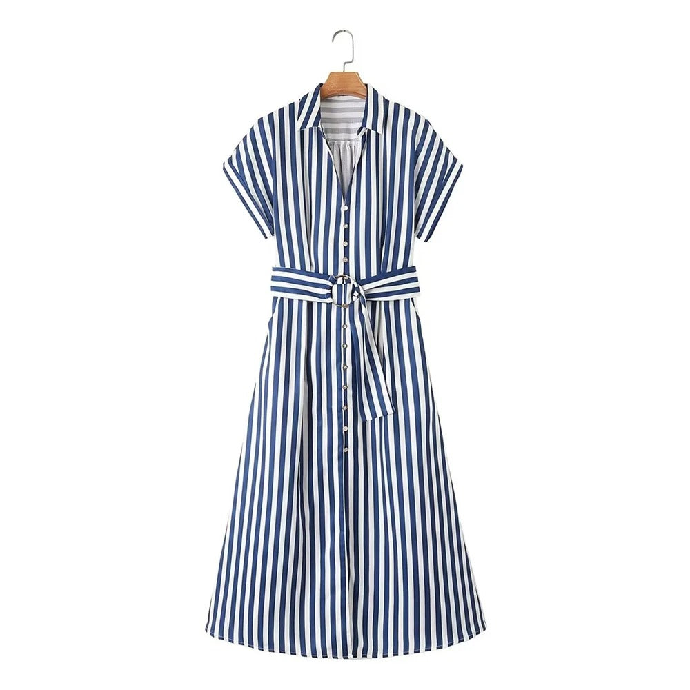 Classic Stripe Summer Dress - BritishElegance