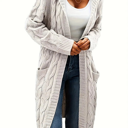 Women’s Open Front Cardigan – Soft Knit Winter Sweater with Pockets