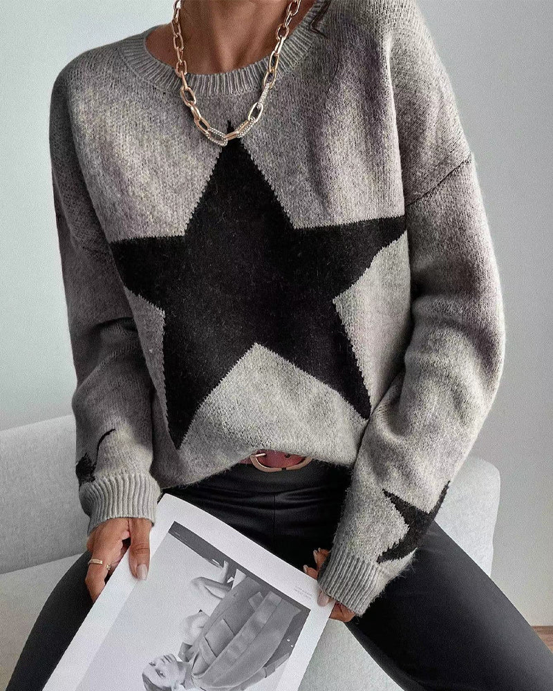 Cozy Women's Star Pattern Winter Sweater - BritishElegance