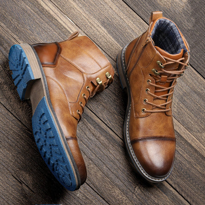 Durable Leather Boots Outdoor - Orthopedic boots with side zip