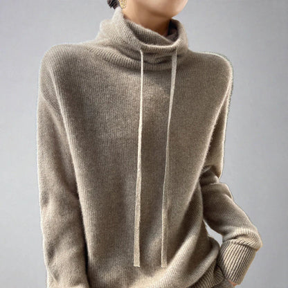 Soft Cashmere Crew Neck Sweater with Tie Waist - BritishElegance