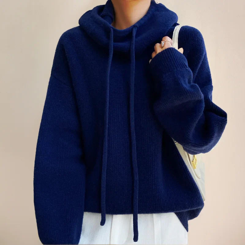 Anna | Women's Hoodie with Cowl Neck and Cord Details