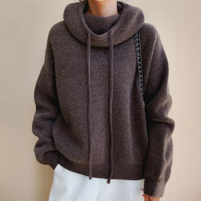 Anna | Women's Hoodie with Cowl Neck and Cord Details