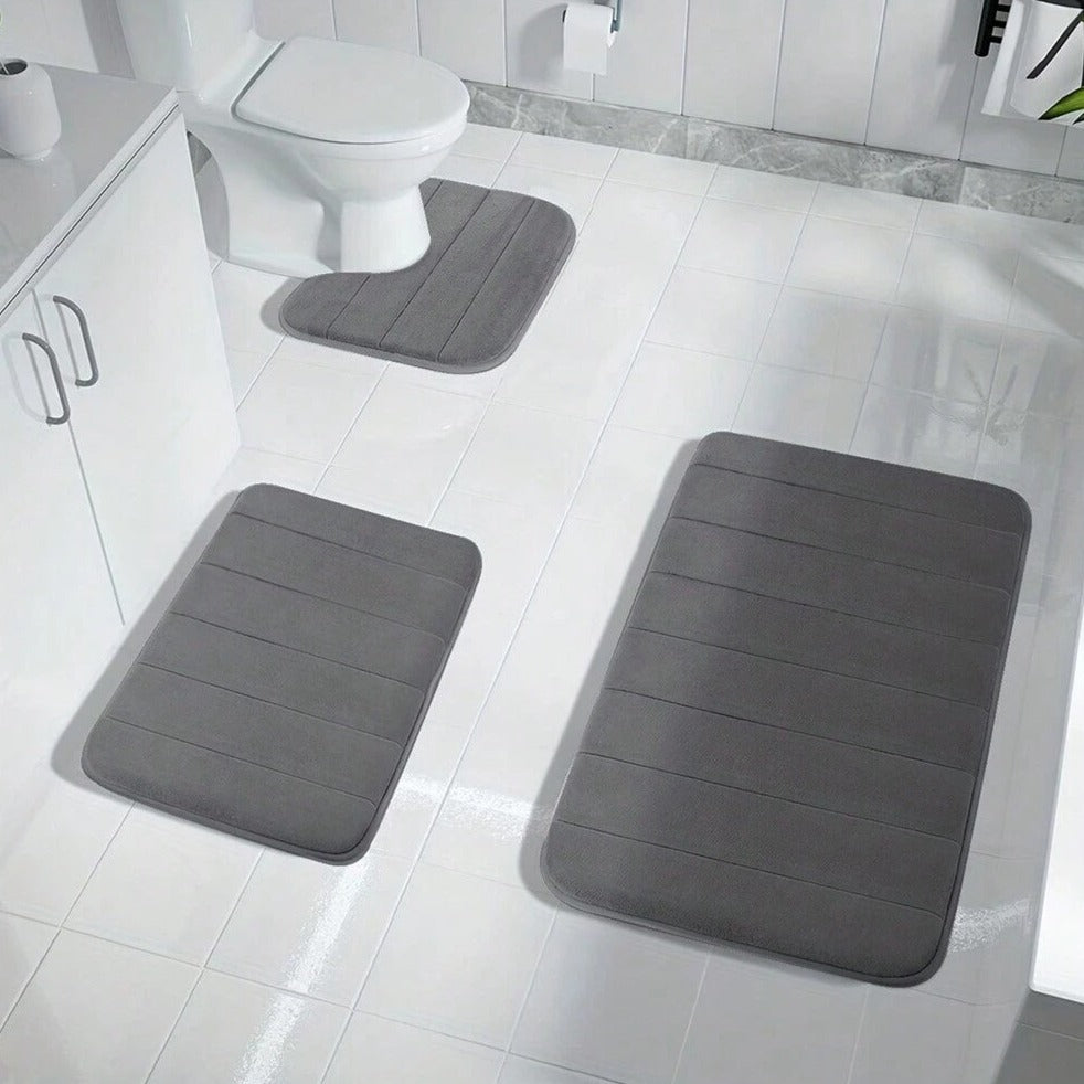 Soft 3-Piece Memory Foam Bathroom Mats, Anti-Slip