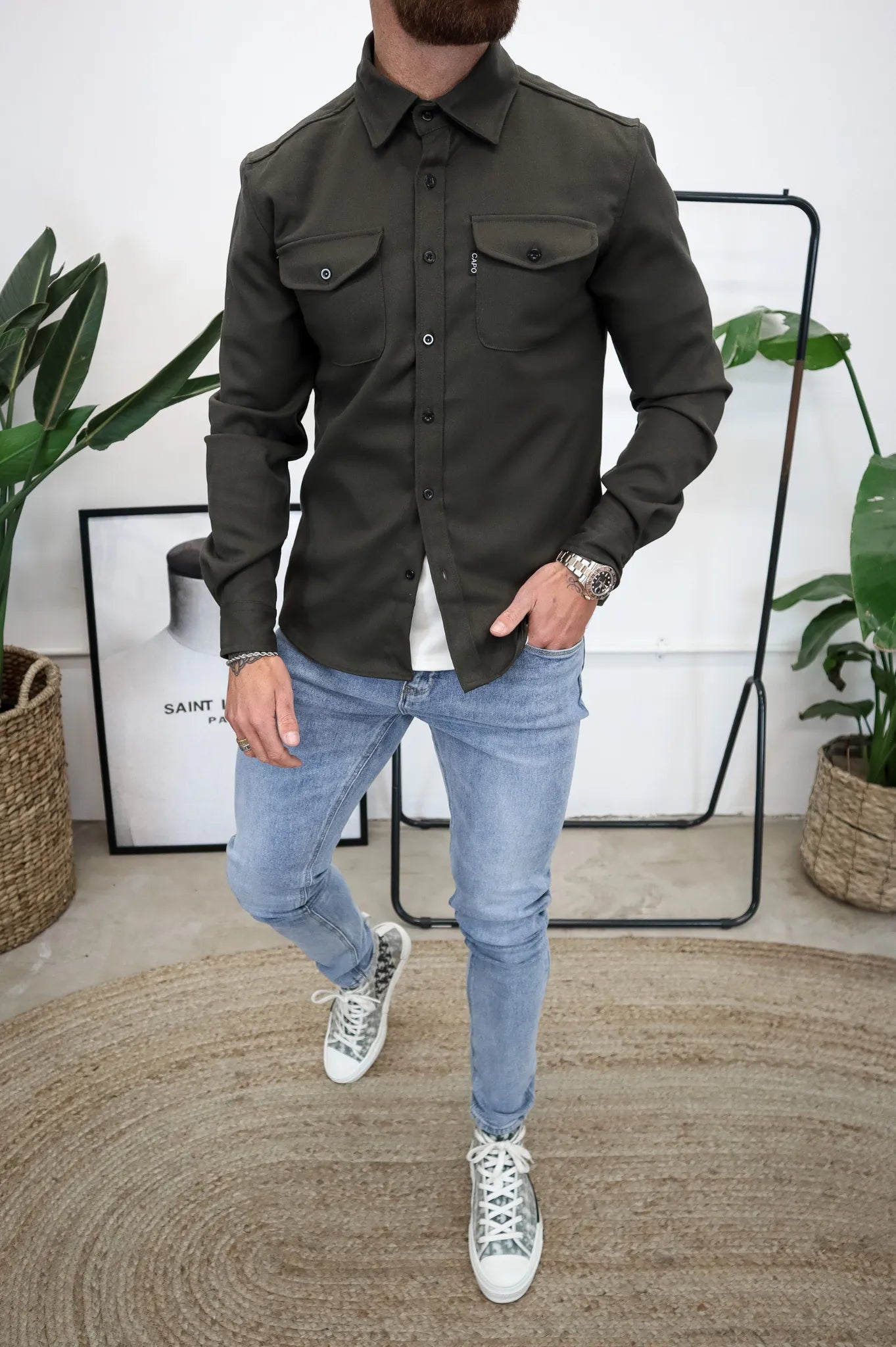 TailorEdge | Buttoned Shirt Jacket for Men with Chest Pockets