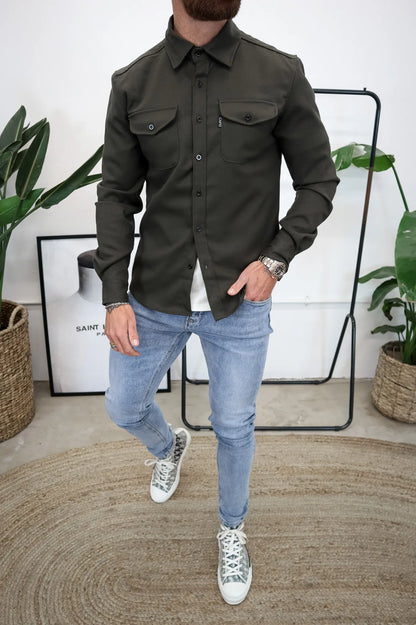 TailorEdge | Buttoned Shirt Jacket for Men with Chest Pockets