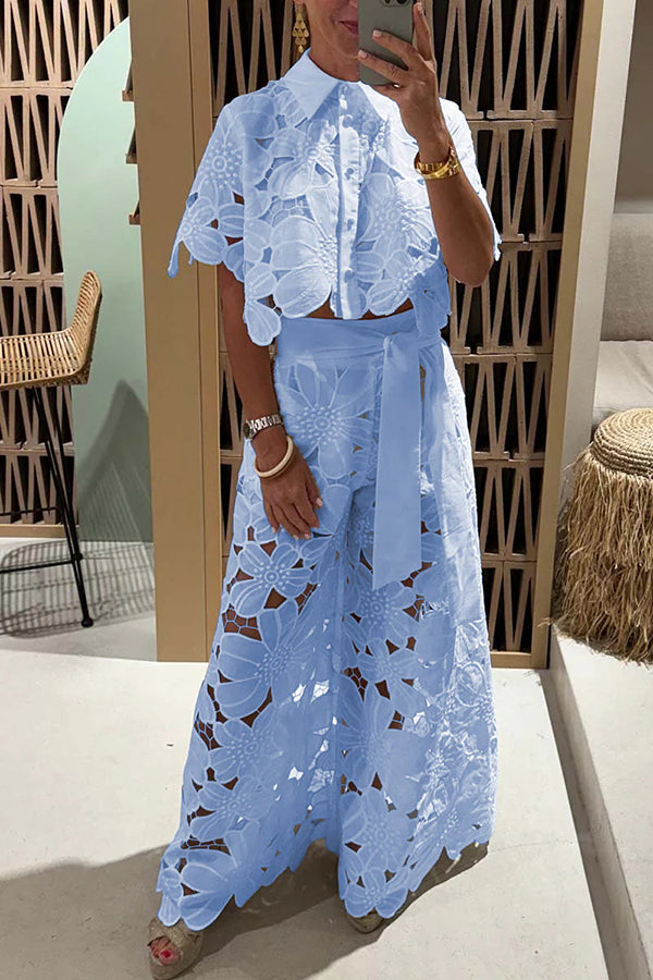 Delicate Lace Two Piece Women's Outfit Set