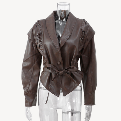 Leather Puffer Blazer Jacket for Women