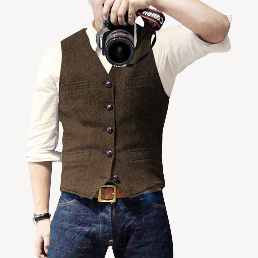 Men's Buttoned Wool Vest