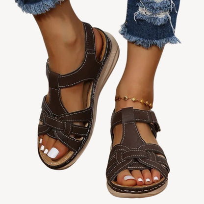 Leather Buckle Orthopedic Sandals Women