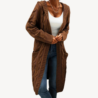 Cable Knit Hooded Cardigan