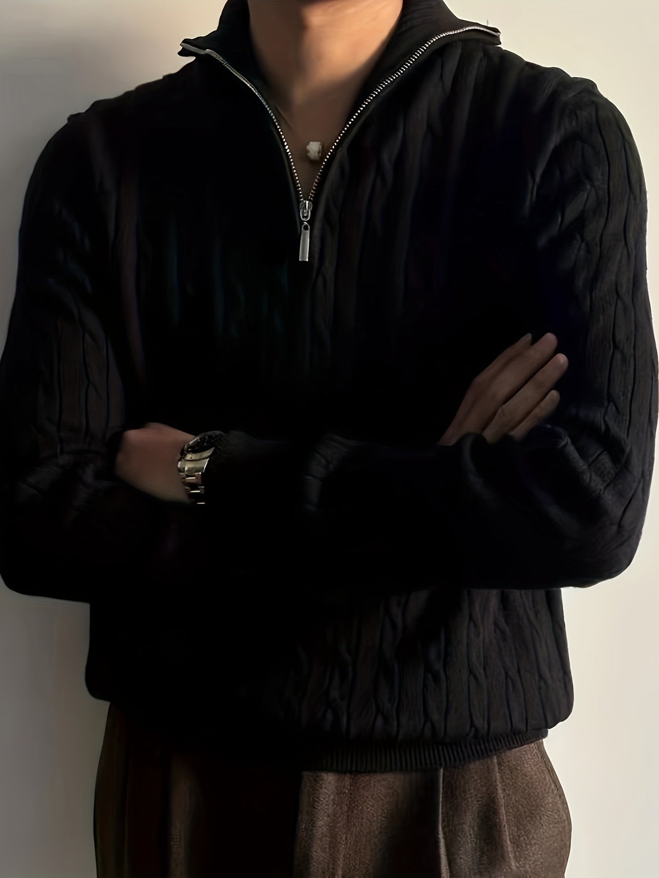 Cozy Men's Winter Knit Sweater with Zip Neck - BritishElegance