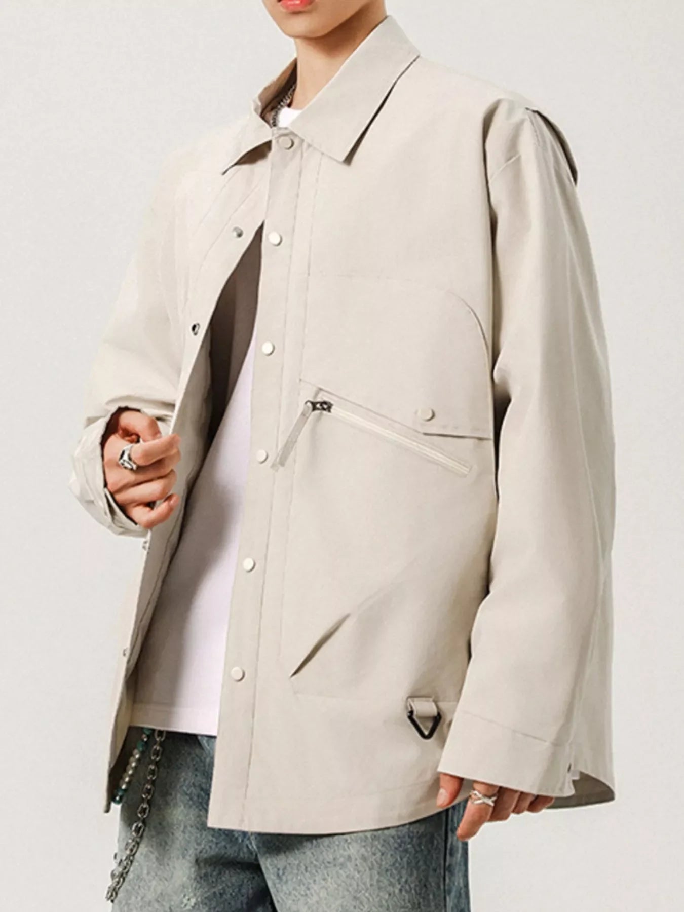 Relaxed Fit Men's Casual Snap Jacket
