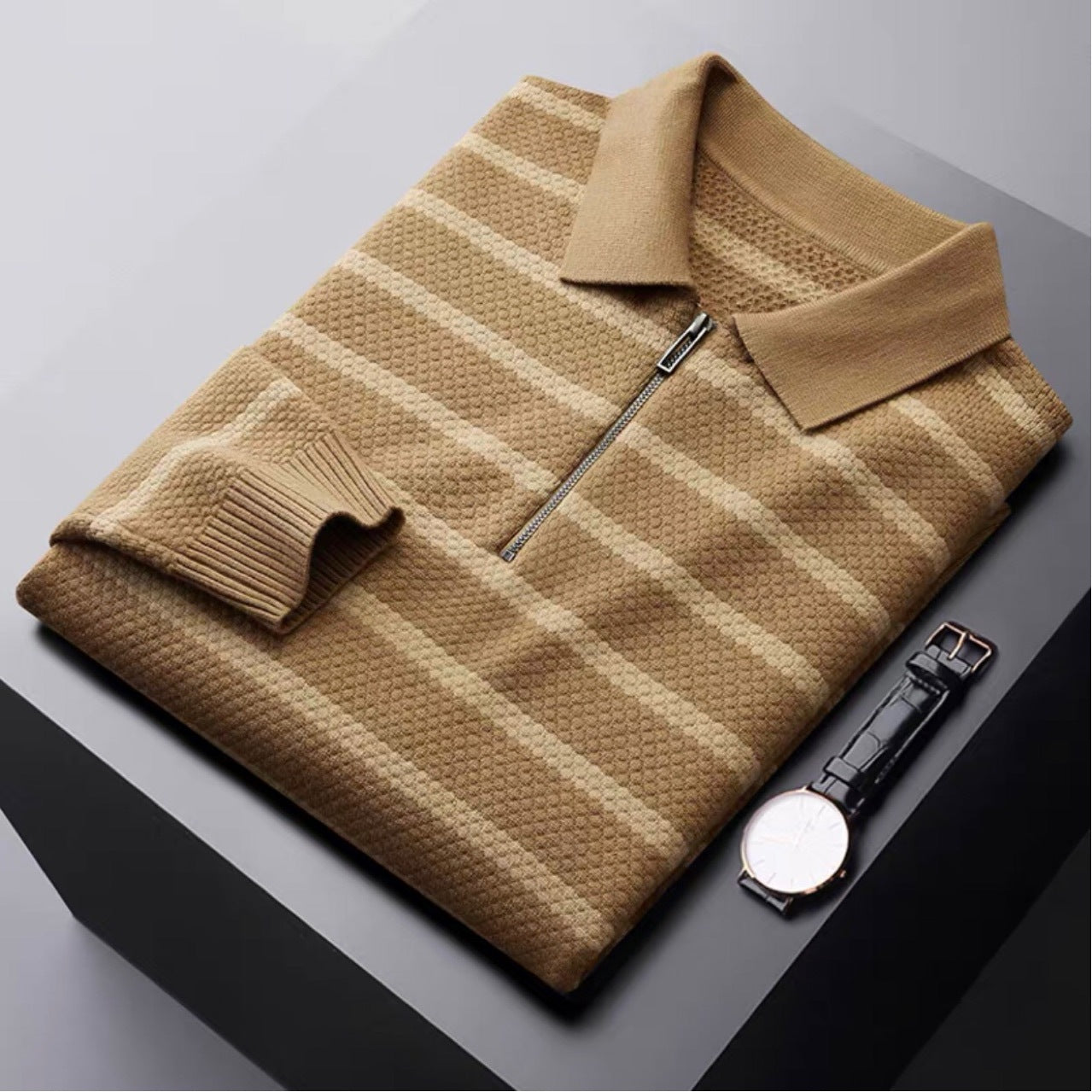 Classic Men's Striped Golf Polo Shirt