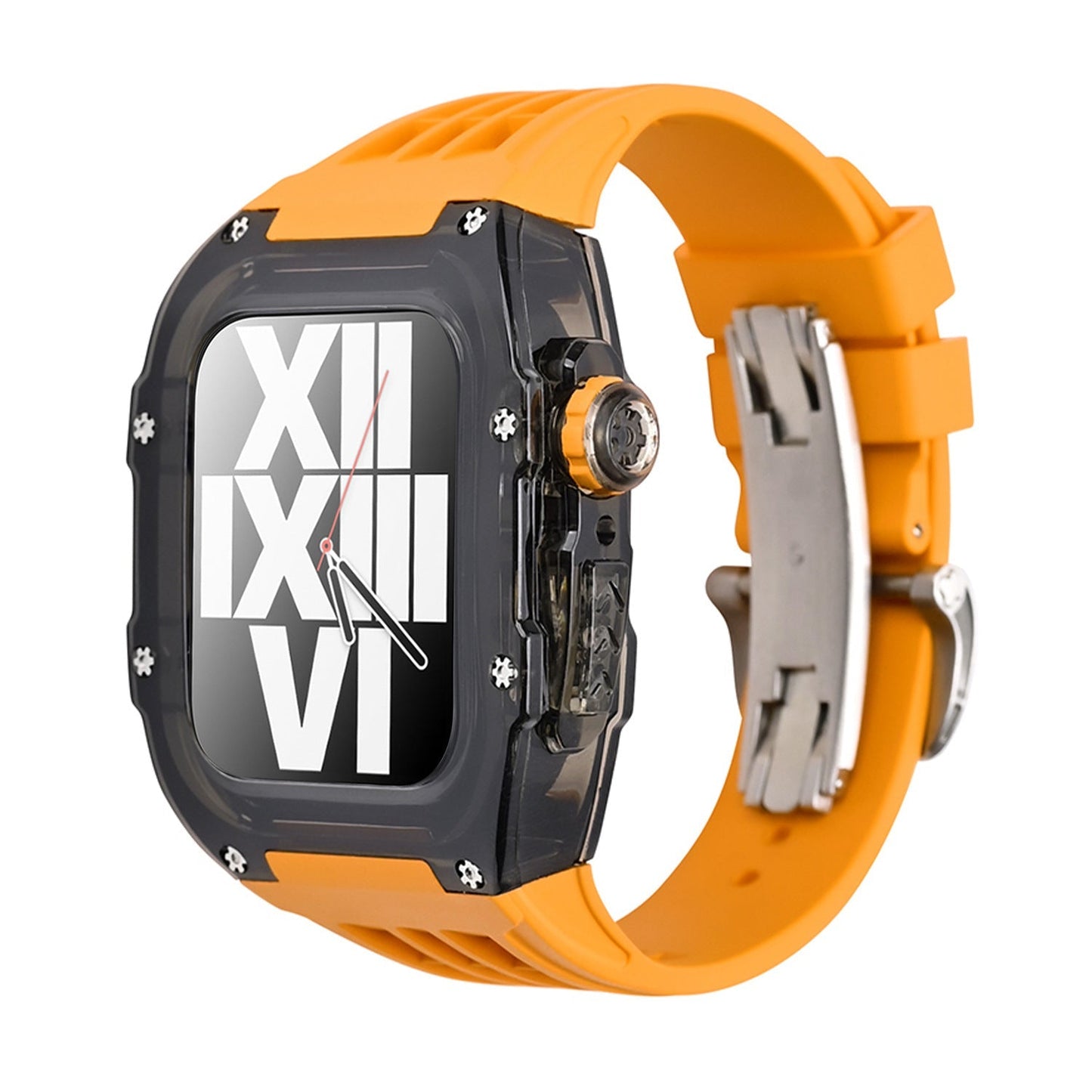 Stylish Fluoro Band & Black Case For Apple Watch