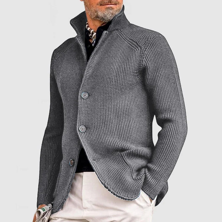 Elegant Men's Kendu Coat with Knitted Pocket and Lapel