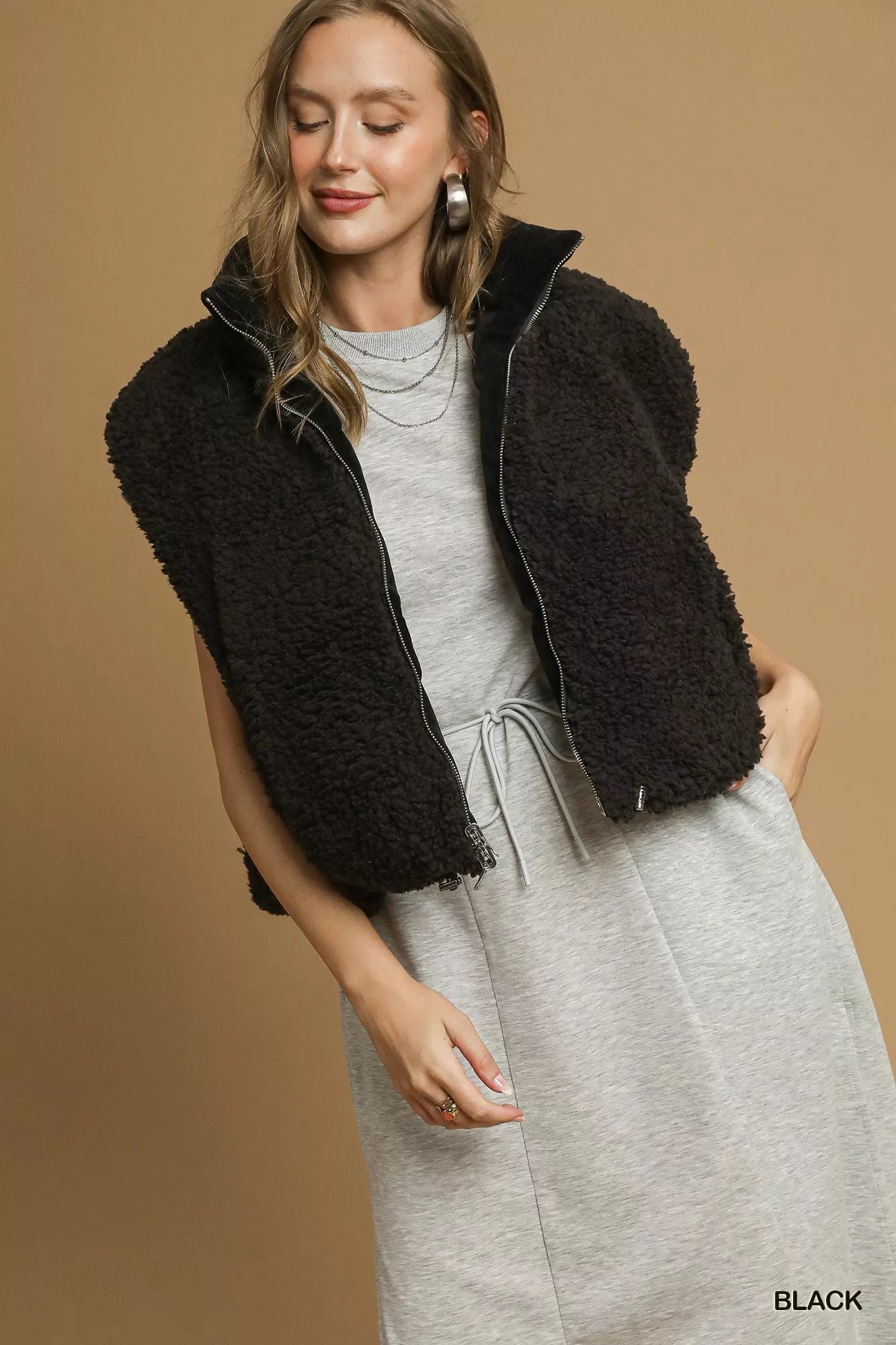 Warm Fleece Lined Zip Up Vest for Women - BritishElegance