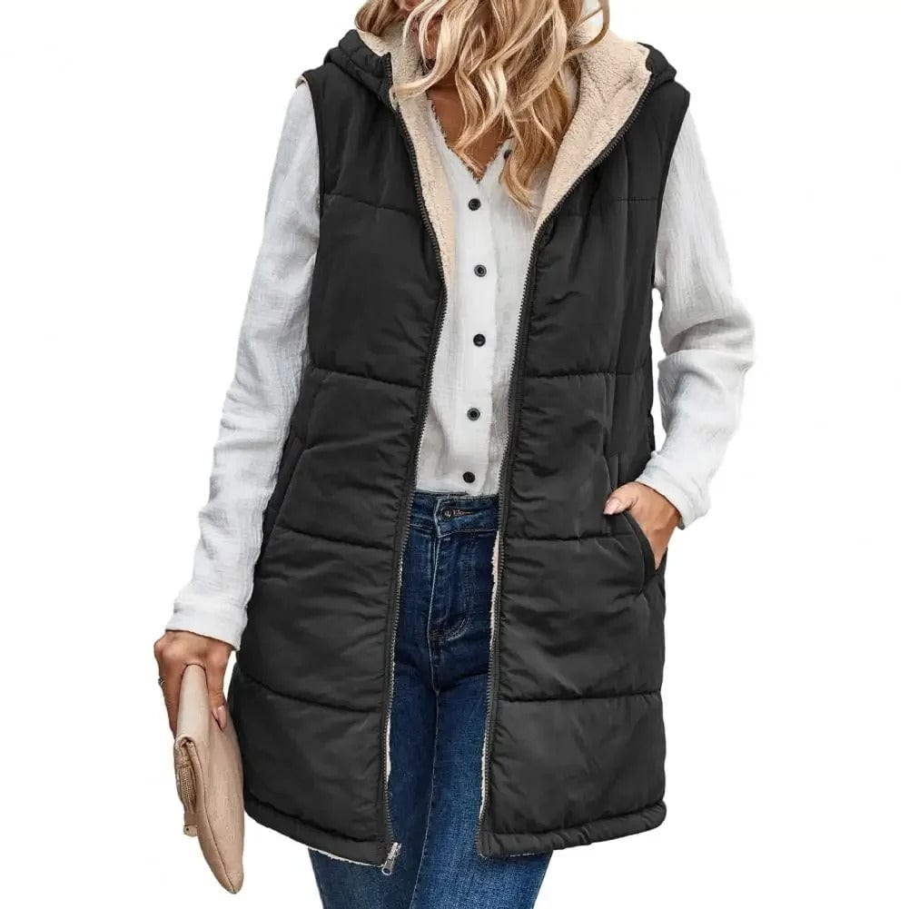 Warm Hooded Puffer Vest for Women