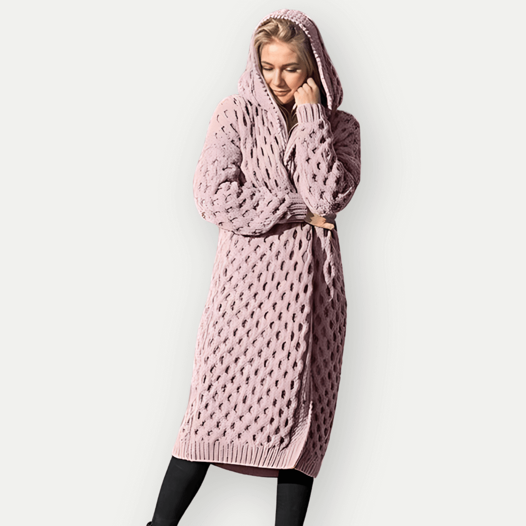 Lily Longline Hooded Cardigan | Relaxed Fit Cable Knit Cardigan