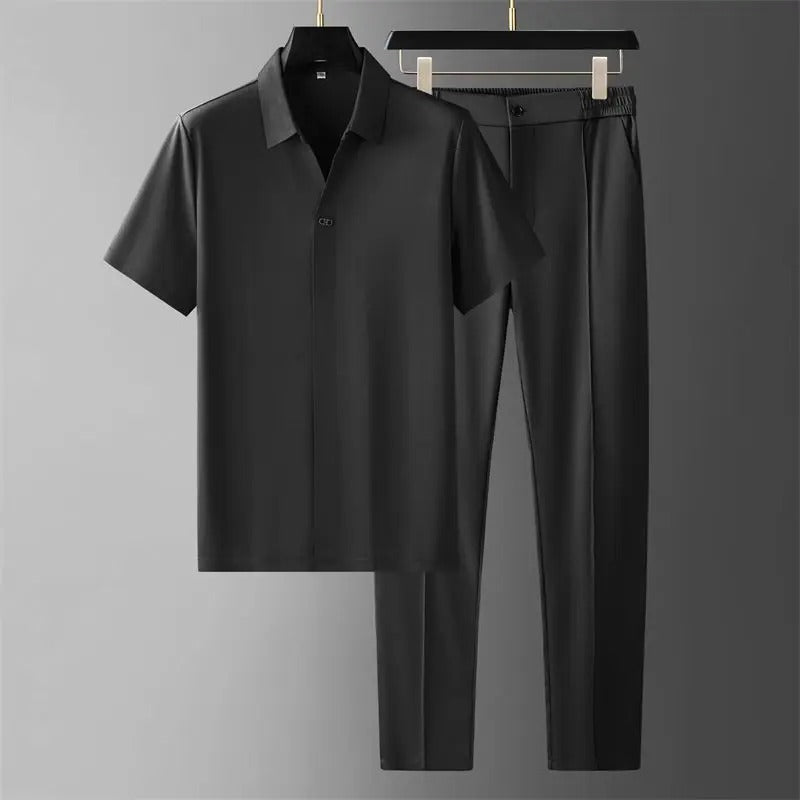 Casual Summer Shirt and Slim Fit Pants Set - BritishElegance
