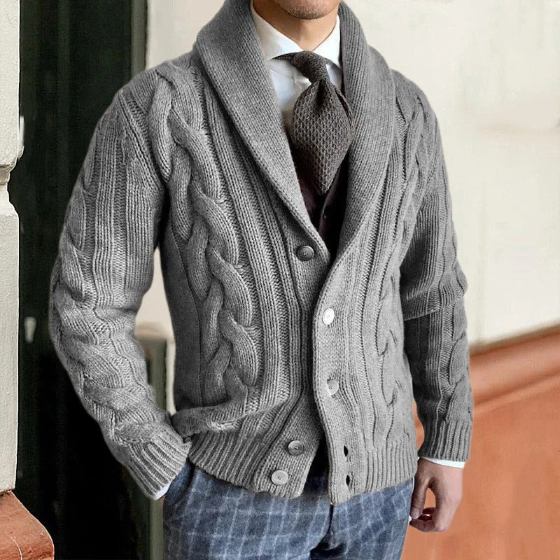 Classic Crew Neck Cable Knit Men's Sweater