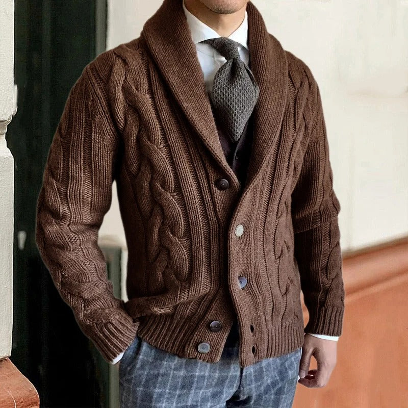 Classic Crew Neck Cable Knit Men's Sweater