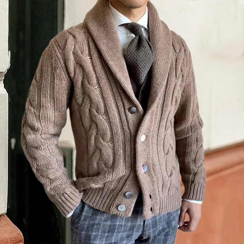 Classic Crew Neck Cable Knit Men's Sweater - BritishElegance