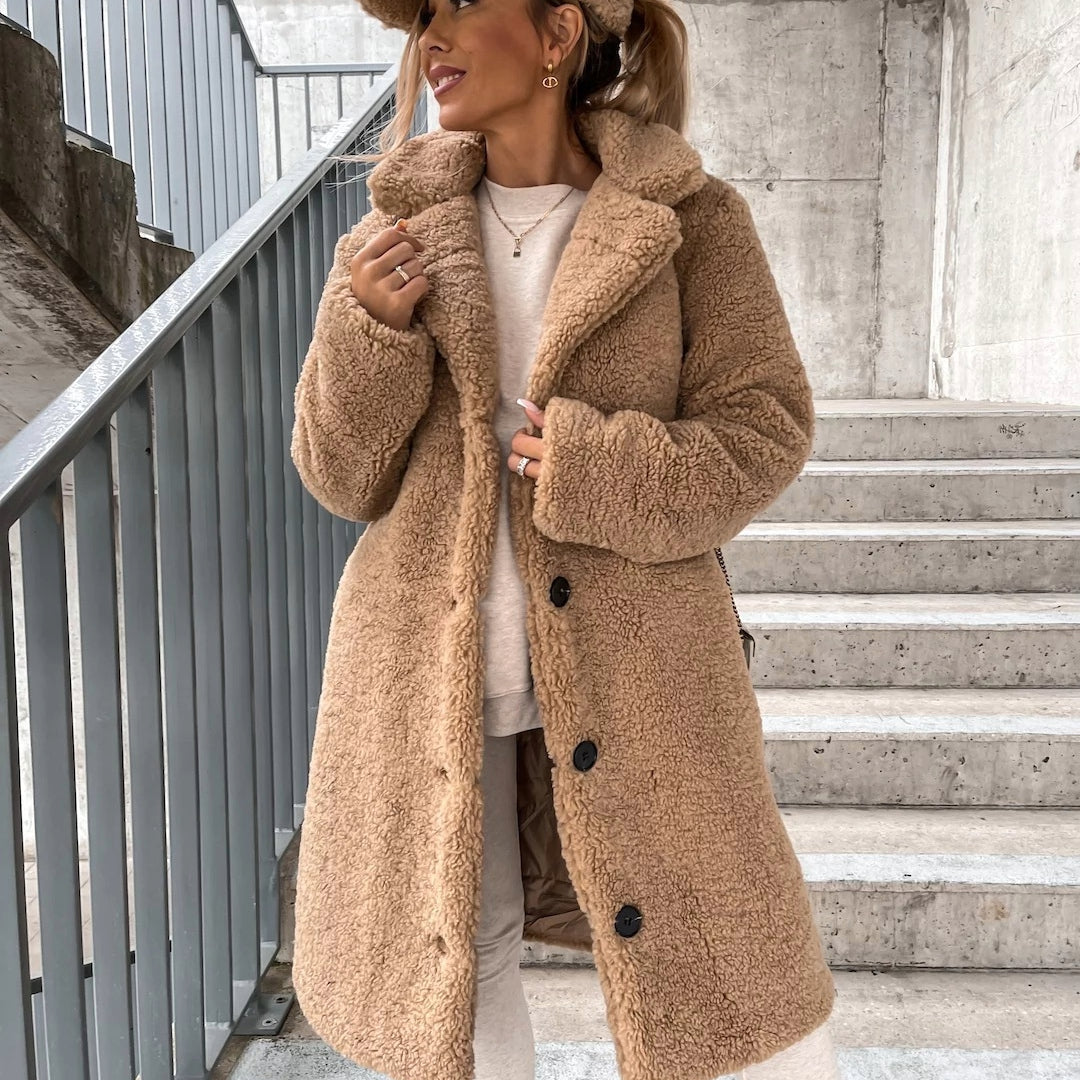 Doris | Ladies Plus Size Fuzzy Parka Coat - BritishElegance