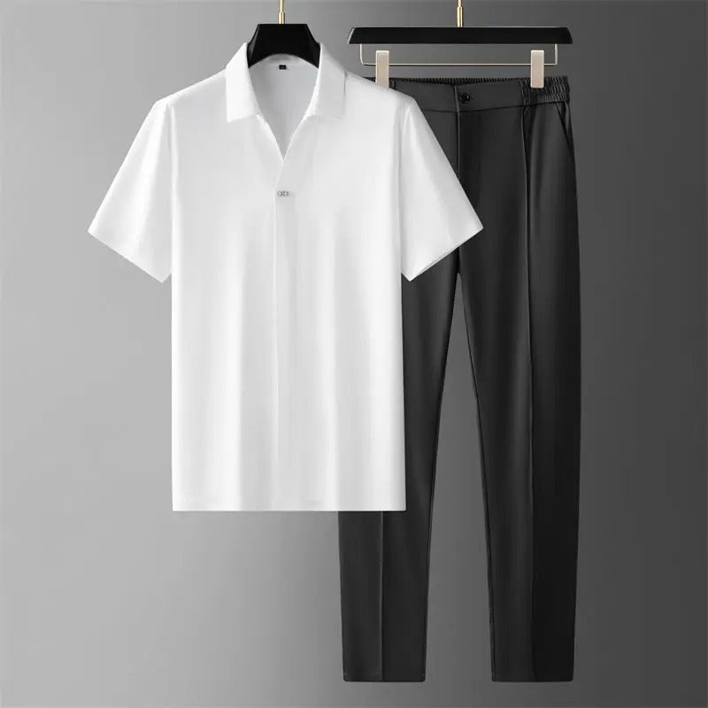 Casual Summer Shirt and Slim Fit Pants Set
