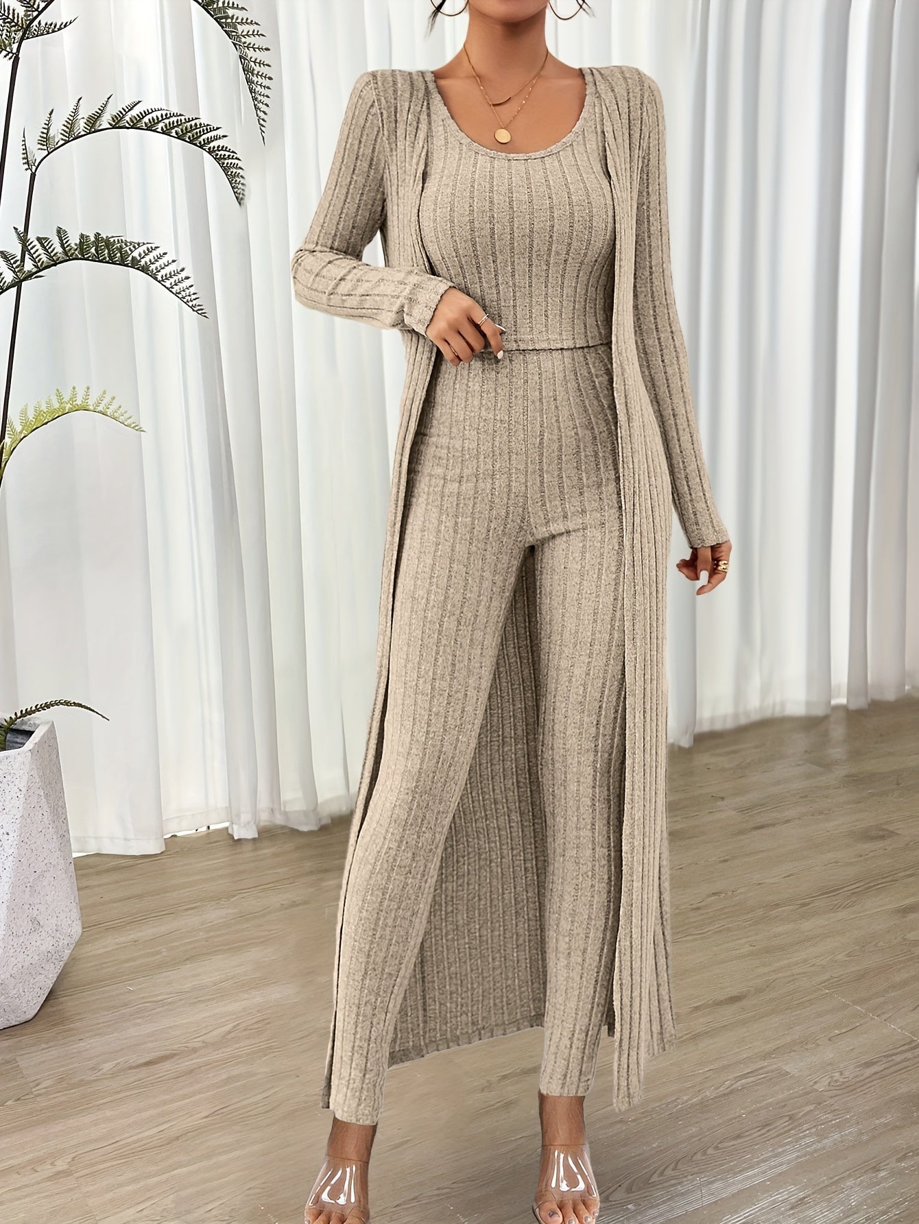 Comfy Women's 2 Piece Crop Top and High Waist Pants Set