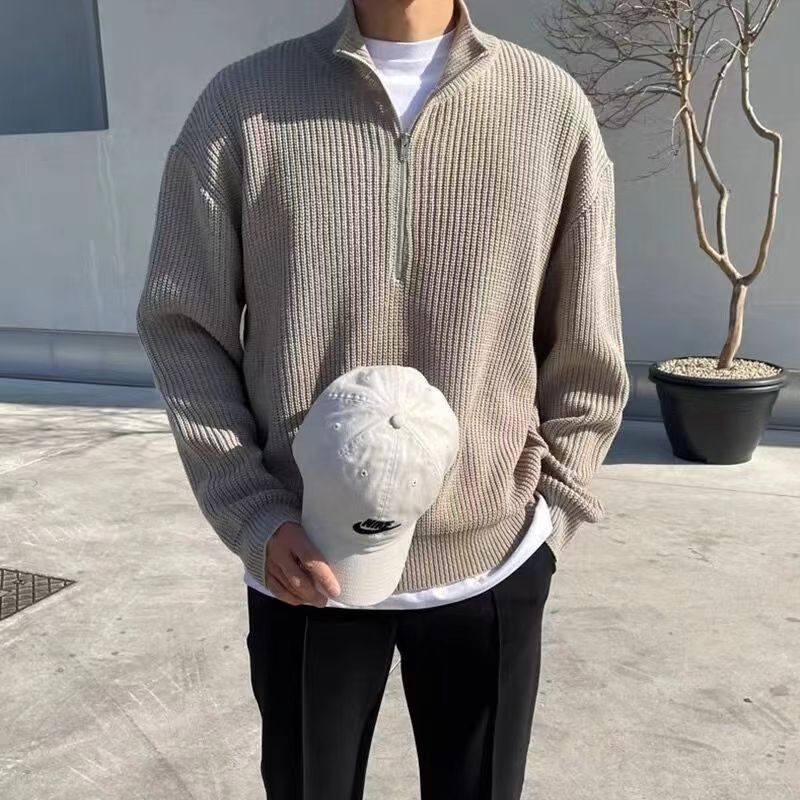 Men's Casual Textured Zip Sweater