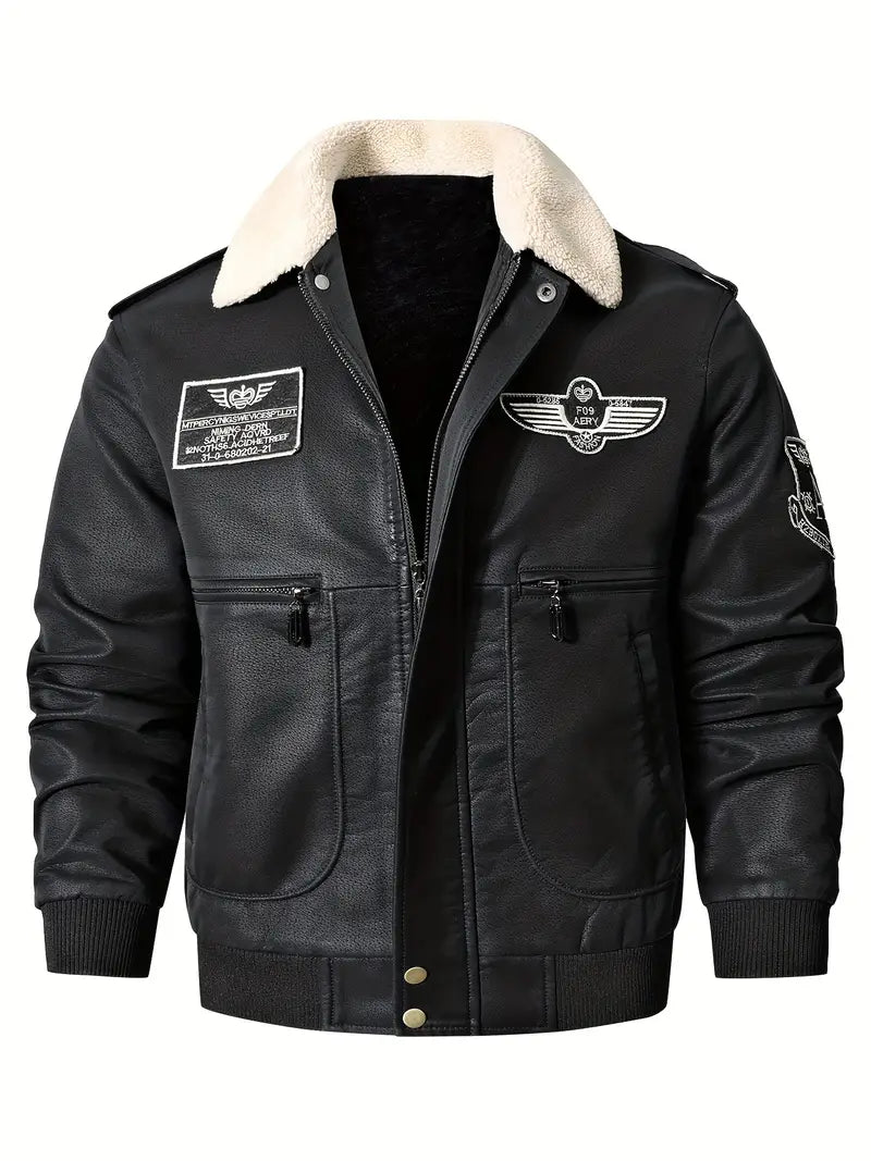 Soft Faux Leather Bomber Jacket For Men