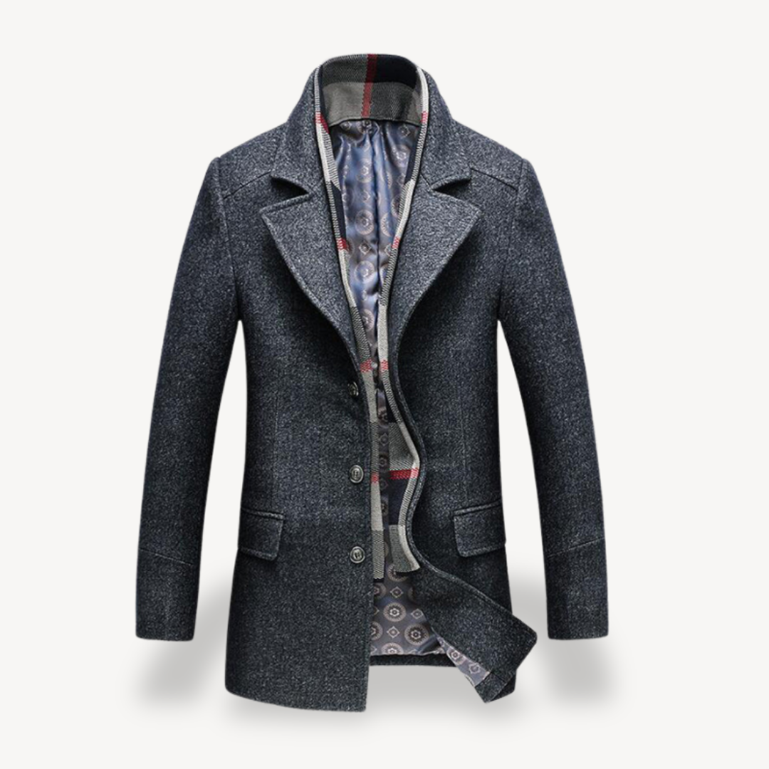 Wool Blend Trench Coat for Men
