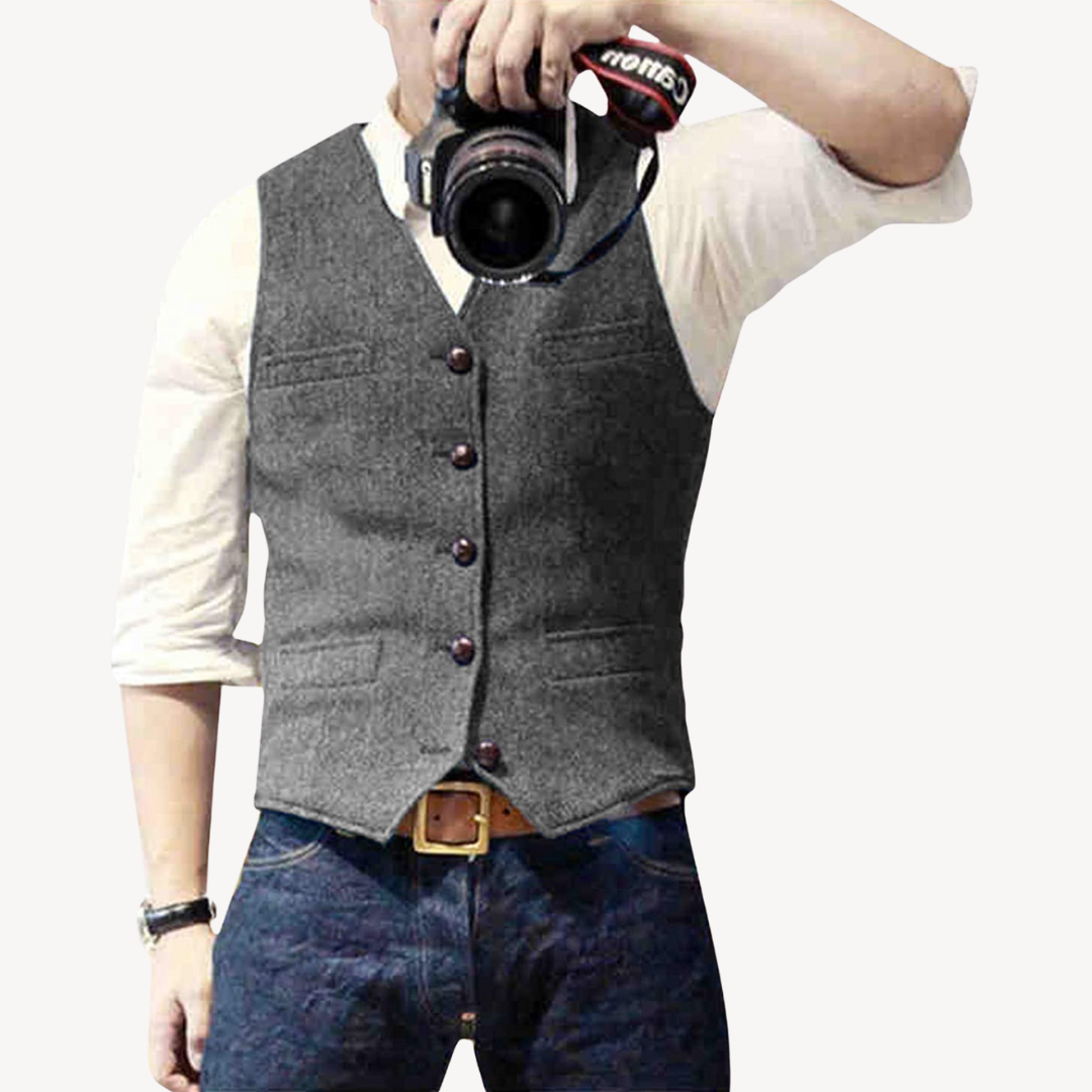 Men's Buttoned Wool Vest