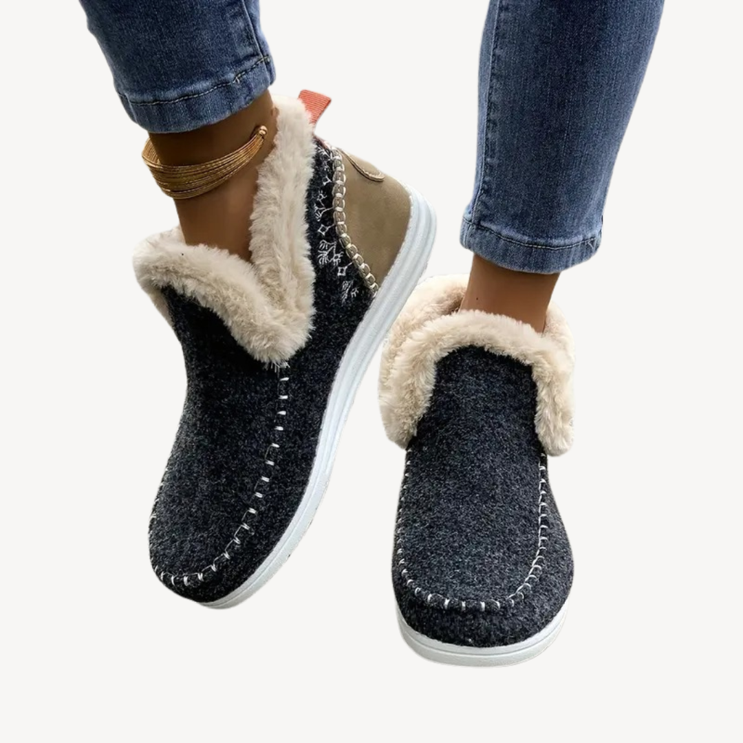 Fur-Lined Orthopedic Slip-On Shoes for Women