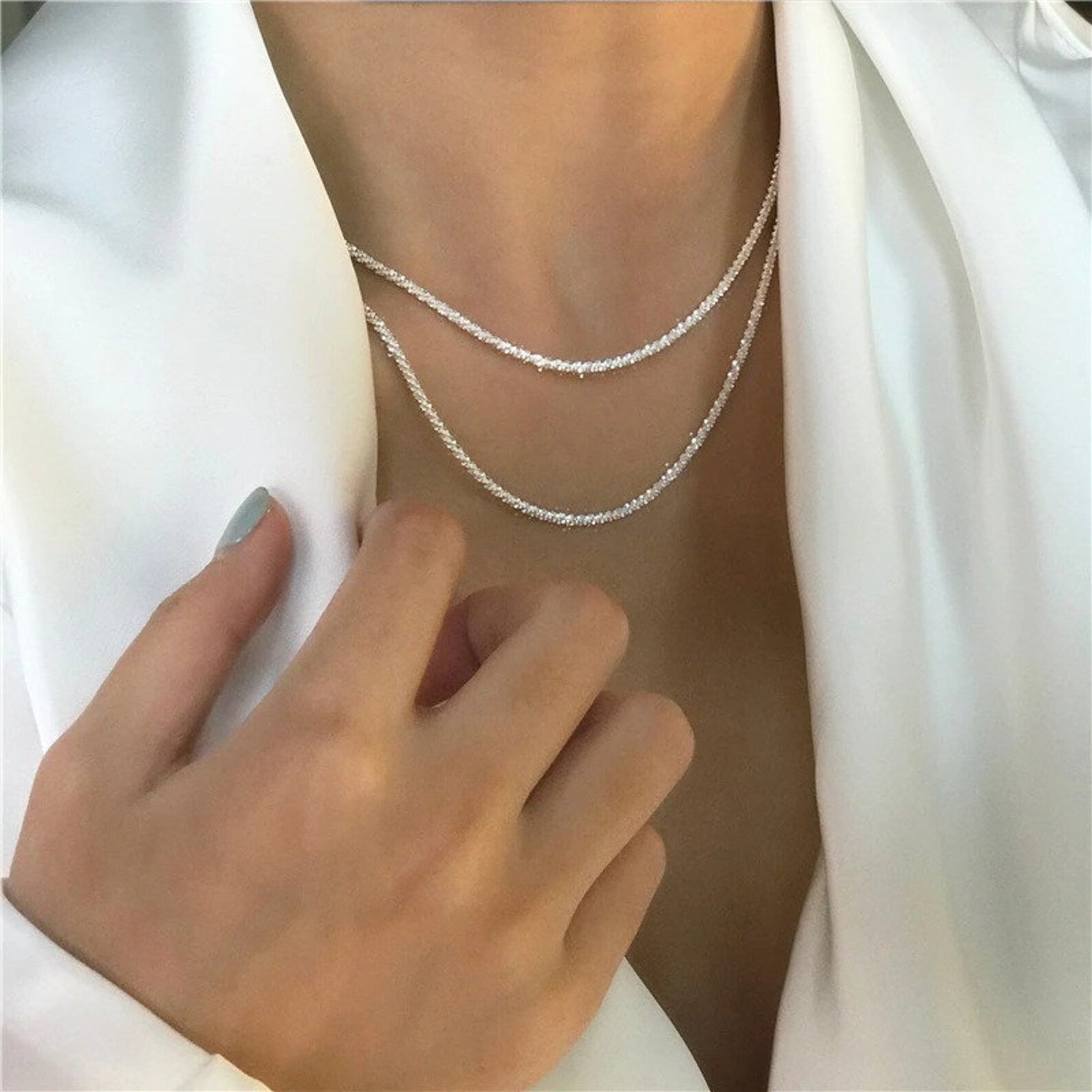 Simple Sterling Silver Star Necklace Set - BritishElegance