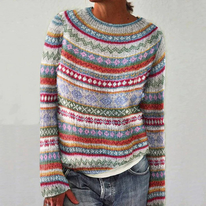 Warm Colorful Winter Sweater for Women - BritishElegance