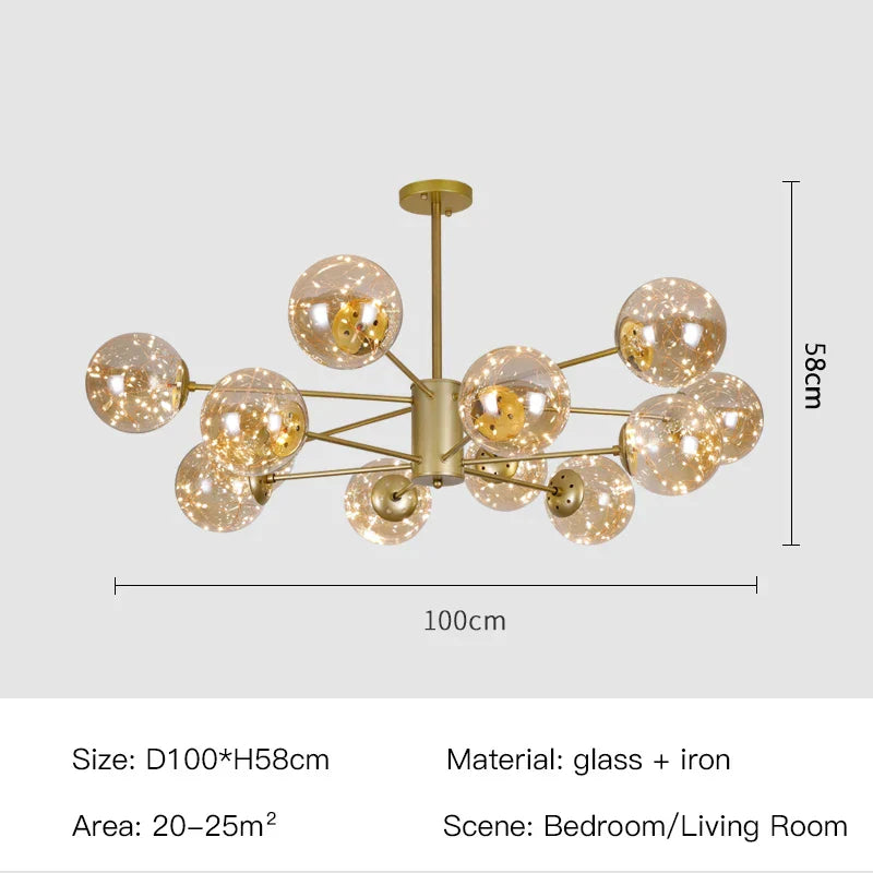 Elegant Glass Pendant Chandelier Lighting Fixture