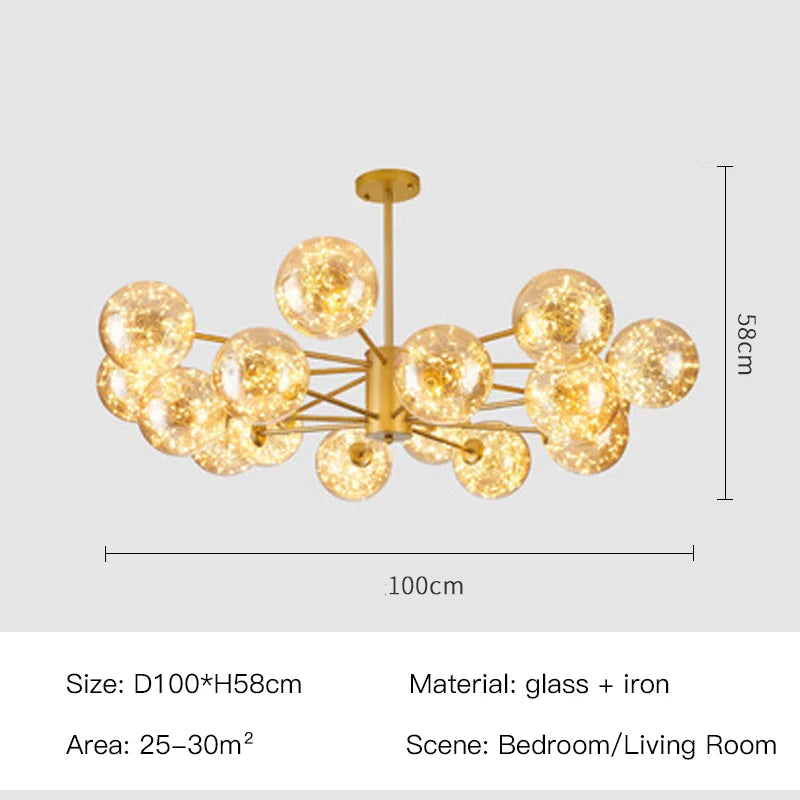 Elegant Glass Pendant Chandelier Lighting Fixture