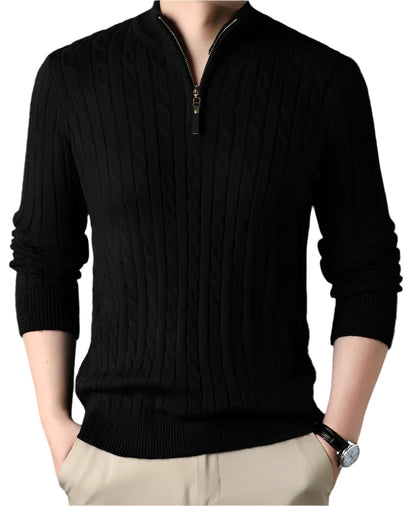 The Wells Cable-knit Quarter Zip Jumper