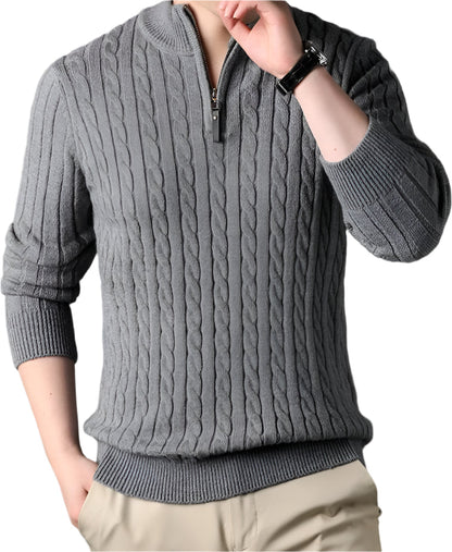 The Wells Cable-knit Quarter Zip Jumper